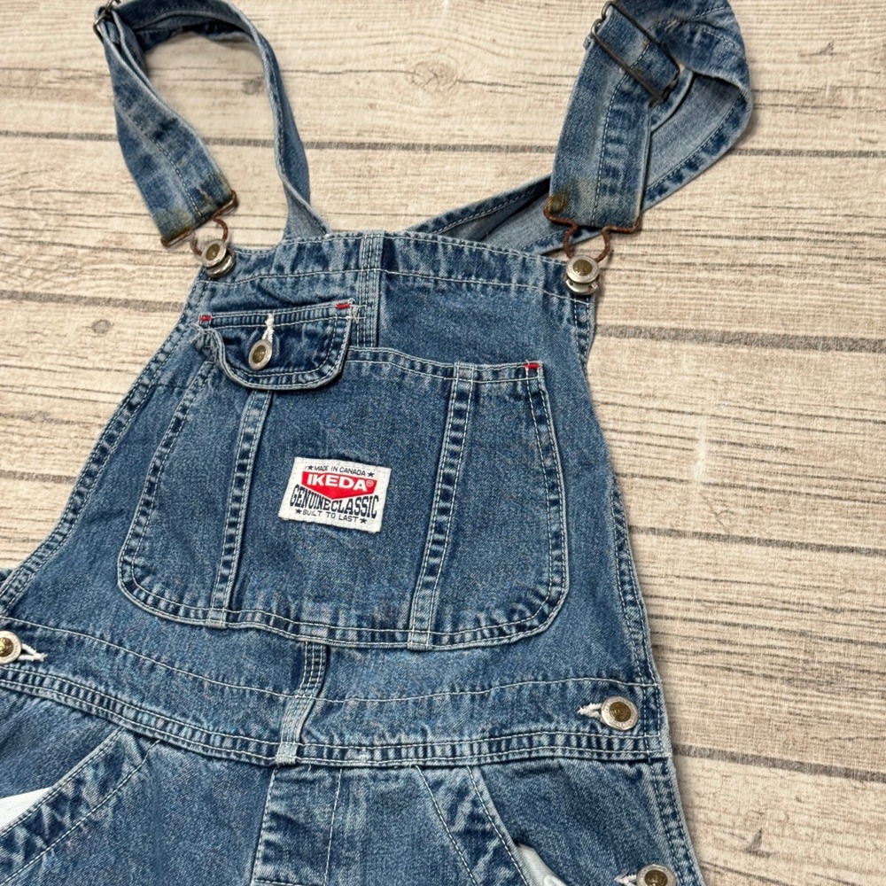 Vintage Ikeda Bib Overalls Women's XS Blue Denim Relaxed Utility Workwear Canada